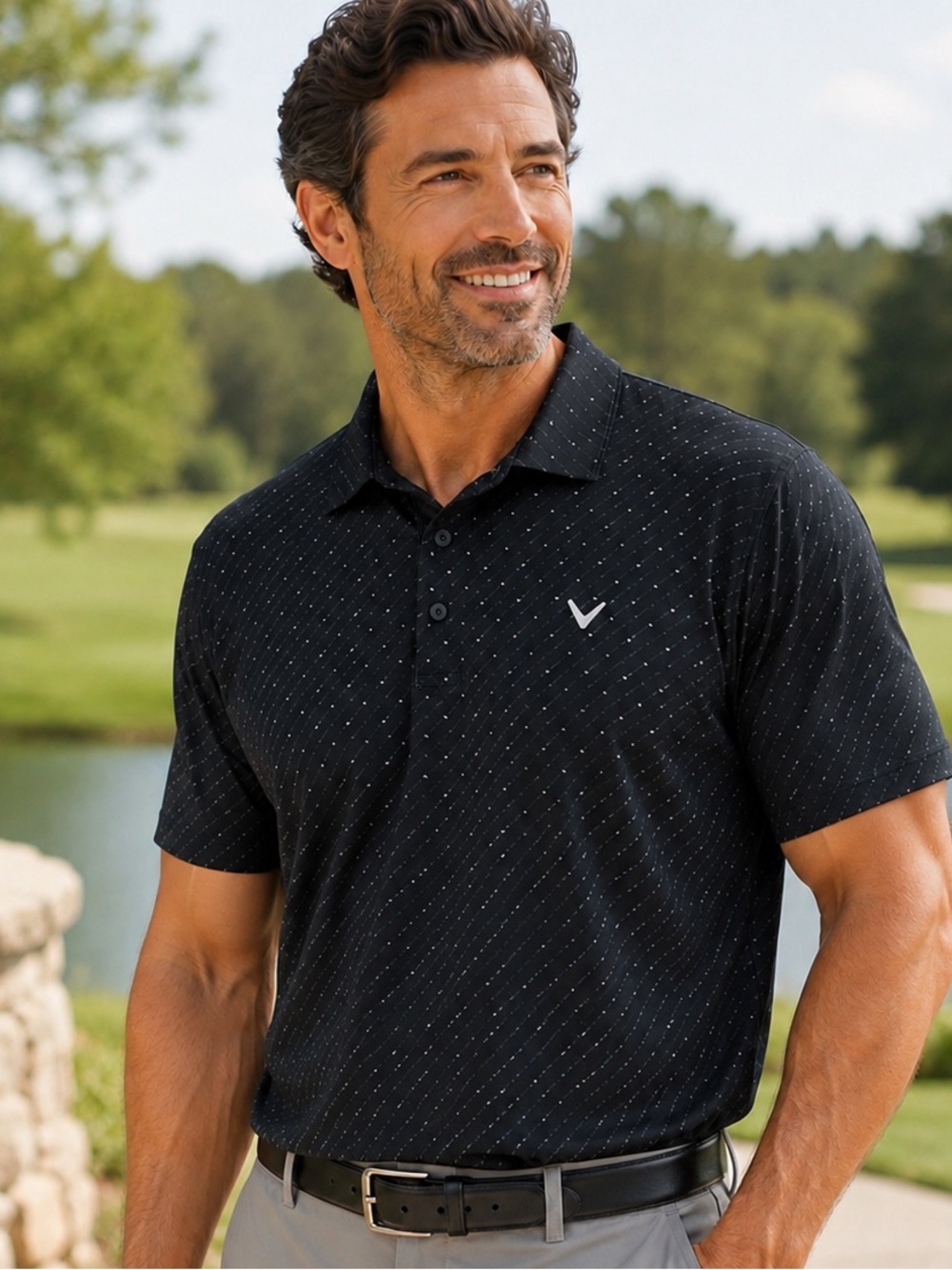 Callaway Opti-Dri Black Golf Polo Shirt Large Performance Stretch